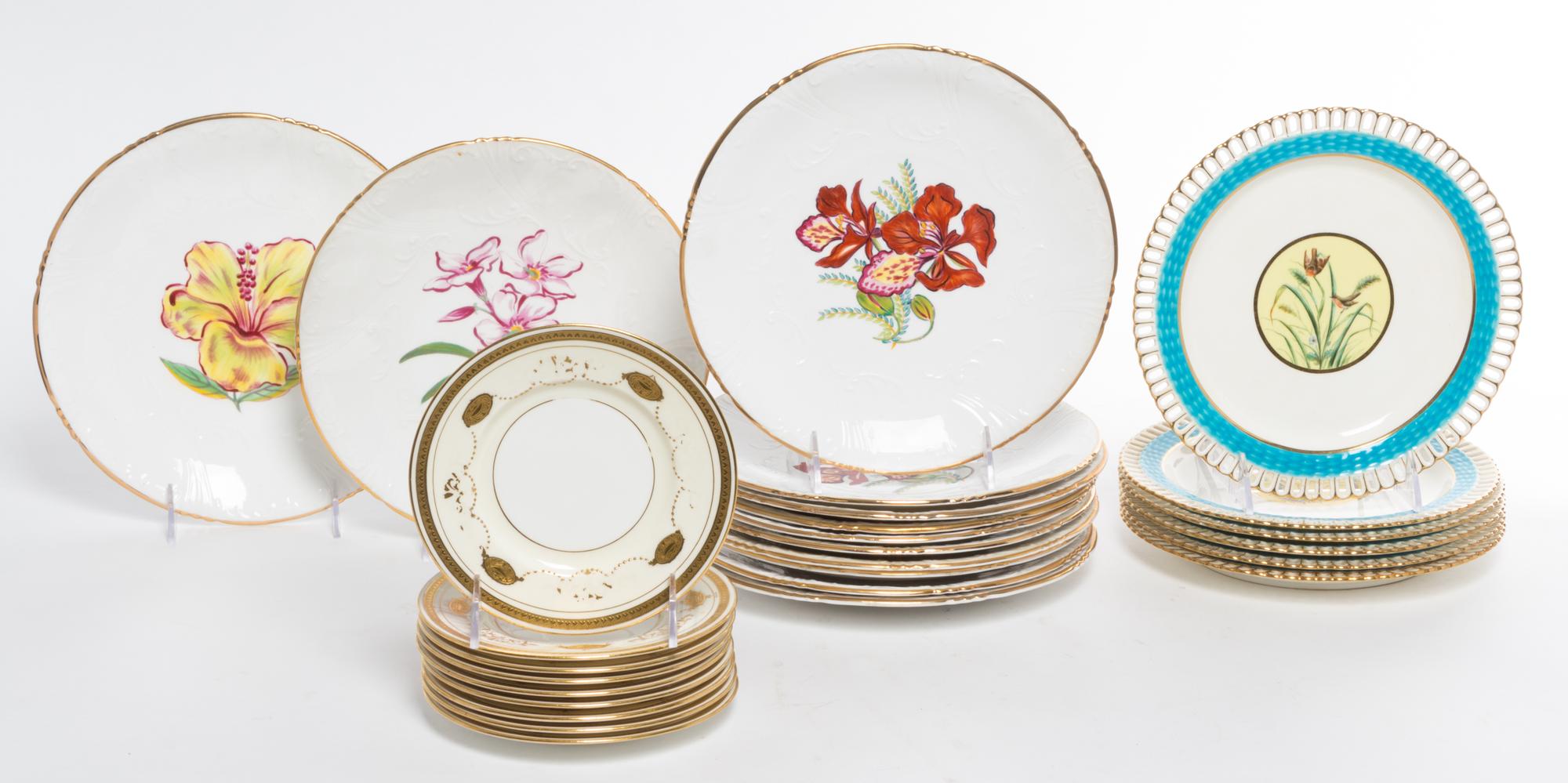 A Collection of English Porcelain Plates Diameter of first 8 1/2 inches.