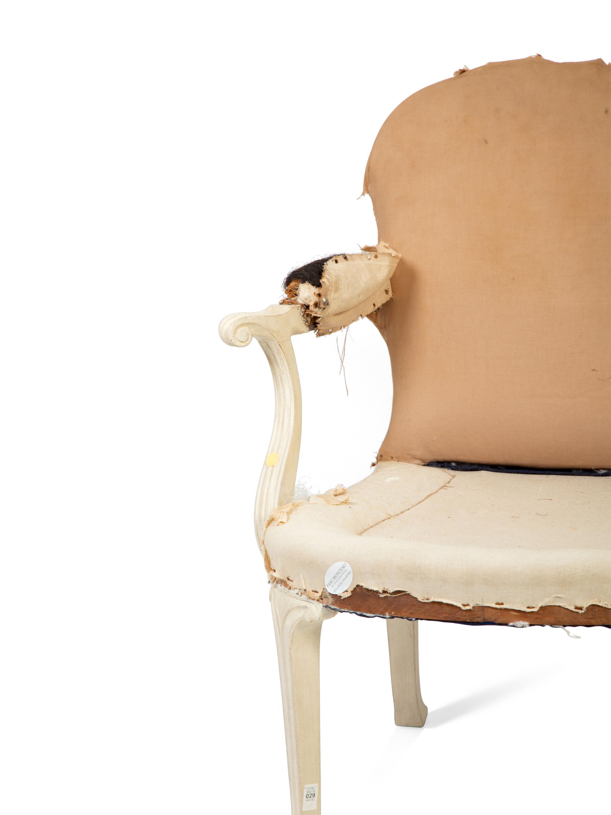 A Pair of George III Style Carved White Painted Open Armchairs — 20TH CENTURY