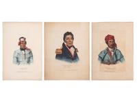 [McKENNEY & HALL]. A group of 3 large folio hand-colored lithographs of Chocktaw, Uchee, and Seminole. 1833-1838.