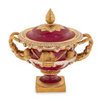 An English Porcelain Tureen and Cover Modeled After the Warwick Vase