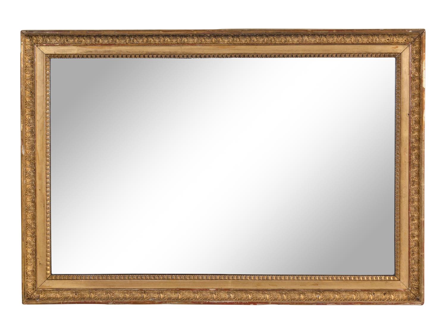 A Neoclassical Painted and Parcel-Gilt Trumeau Mirror