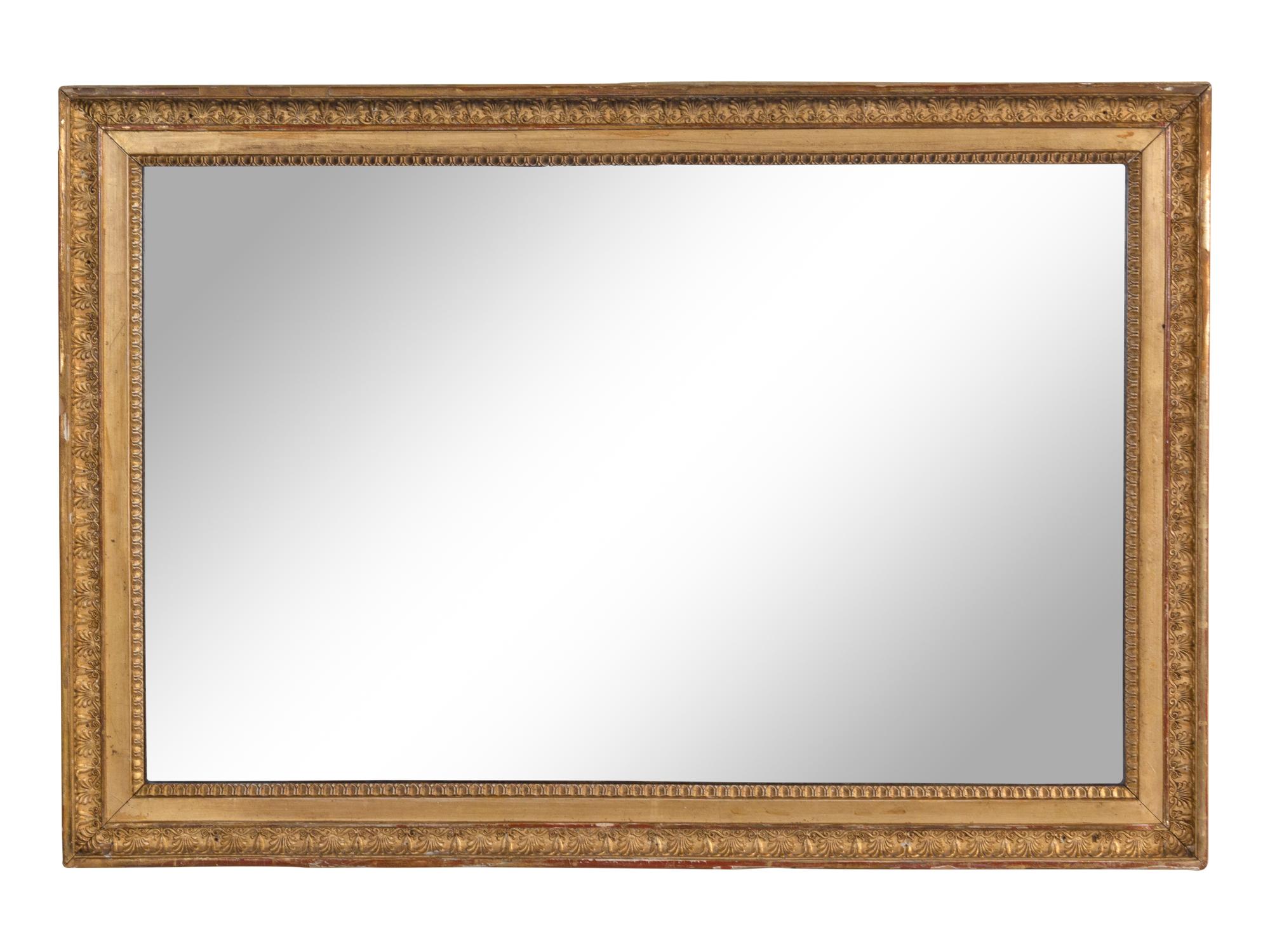 A Neoclassical Painted and Parcel-Gilt Trumeau Mirror