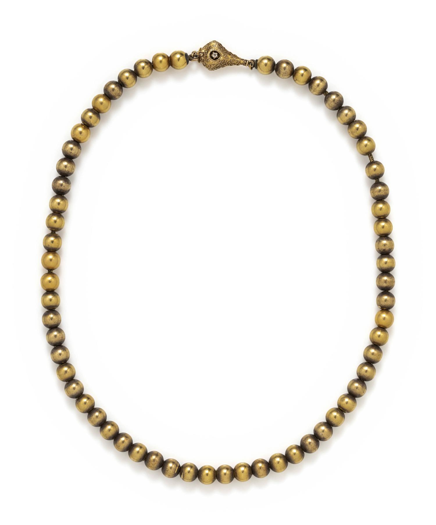 ANTIQUE, YELLOW GOLD BEAD NECKLACE