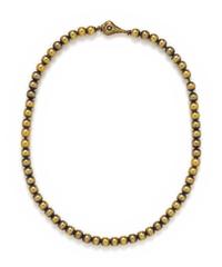 ANTIQUE, YELLOW GOLD BEAD NECKLACE