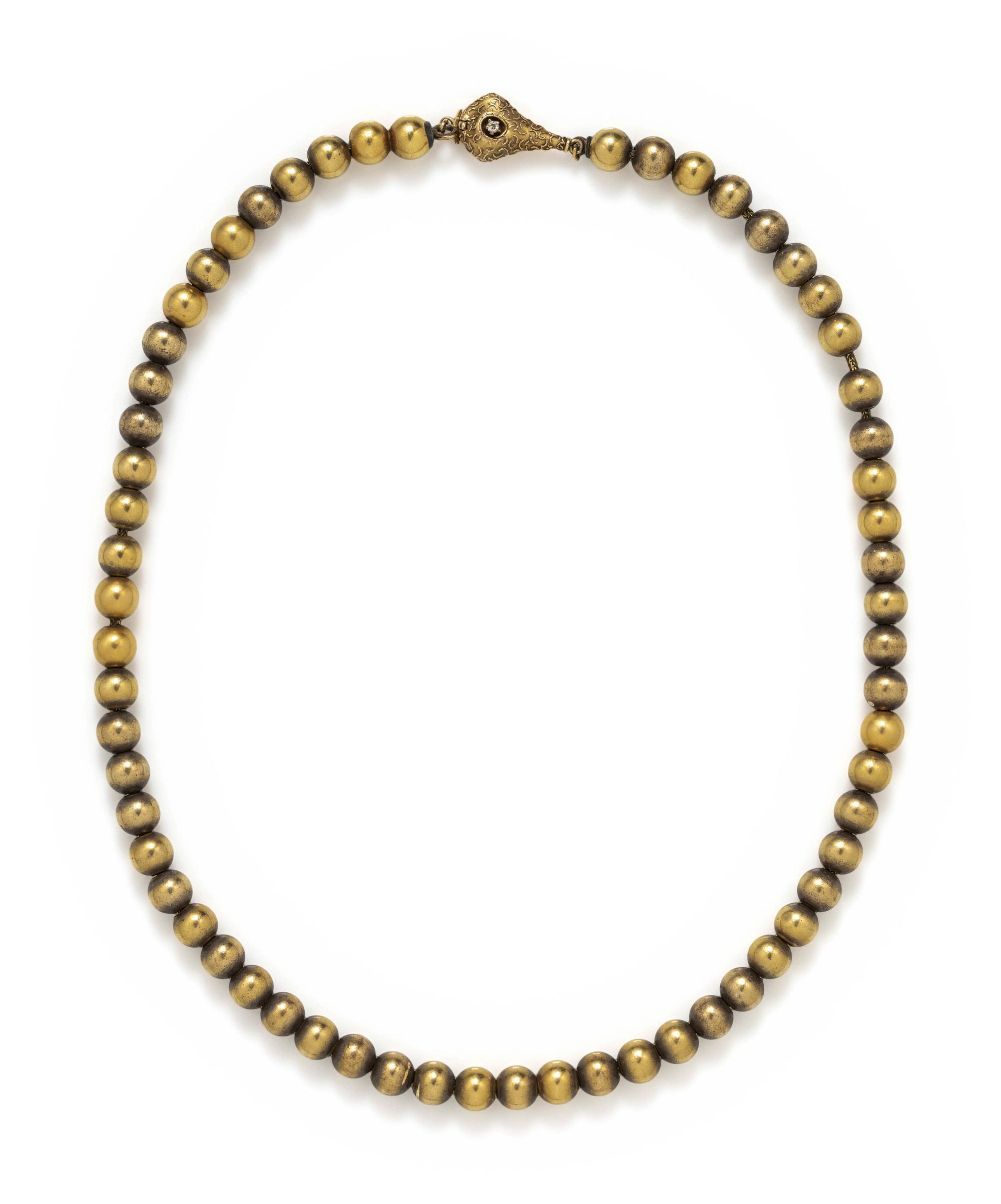 ANTIQUE, YELLOW GOLD BEAD NECKLACE