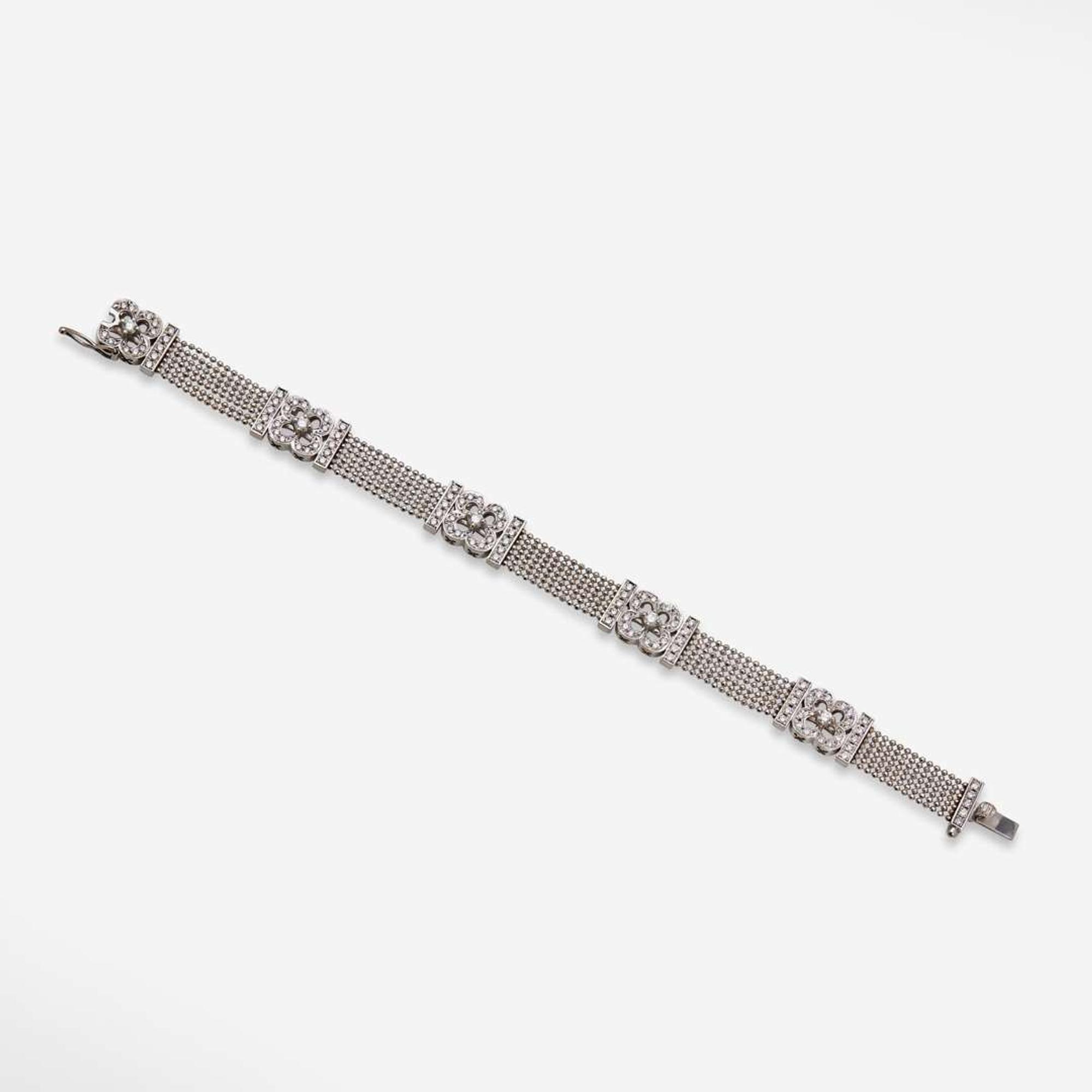 A 14K White Gold and Diamond Bracelet
