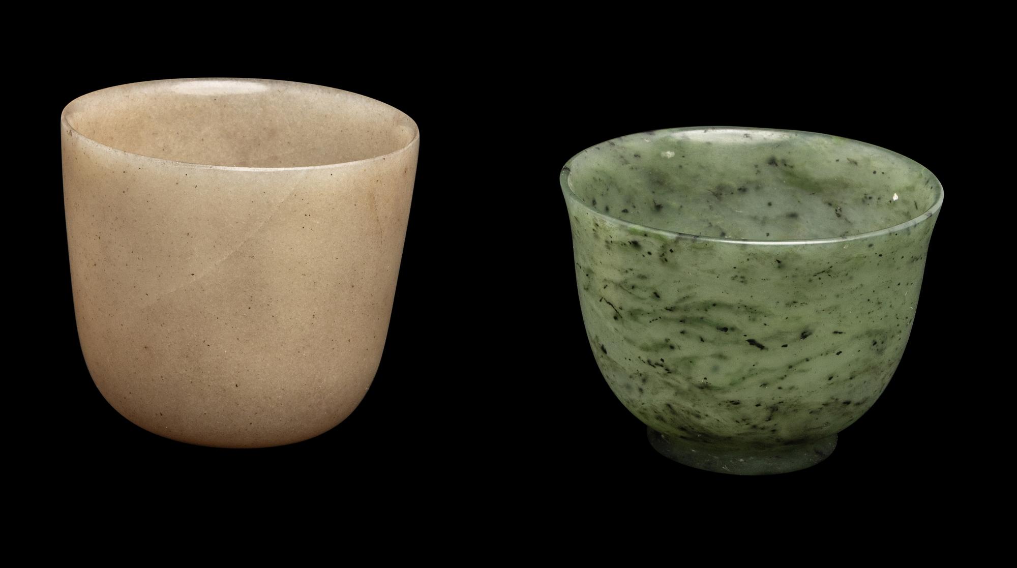 Two Chinese Jade Wine Cups