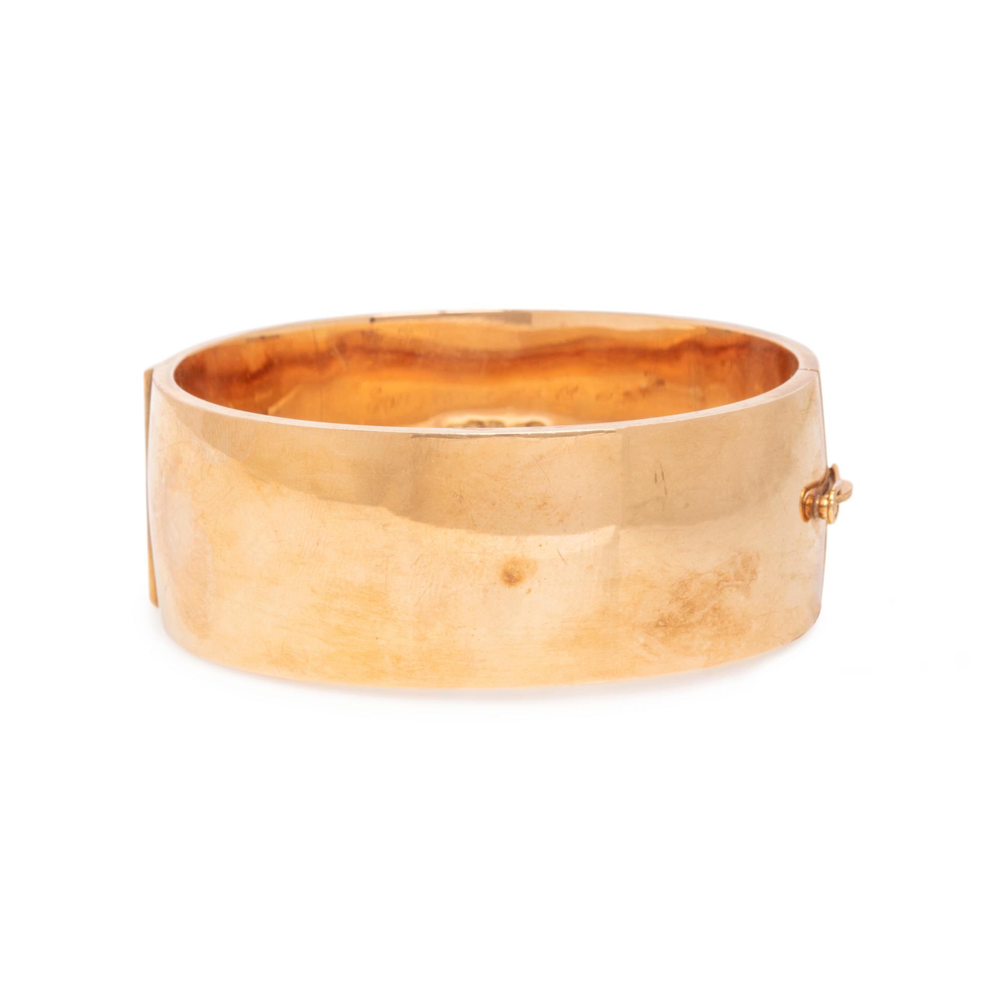 WIDE YELLOW GOLD BANGLE BRACELET