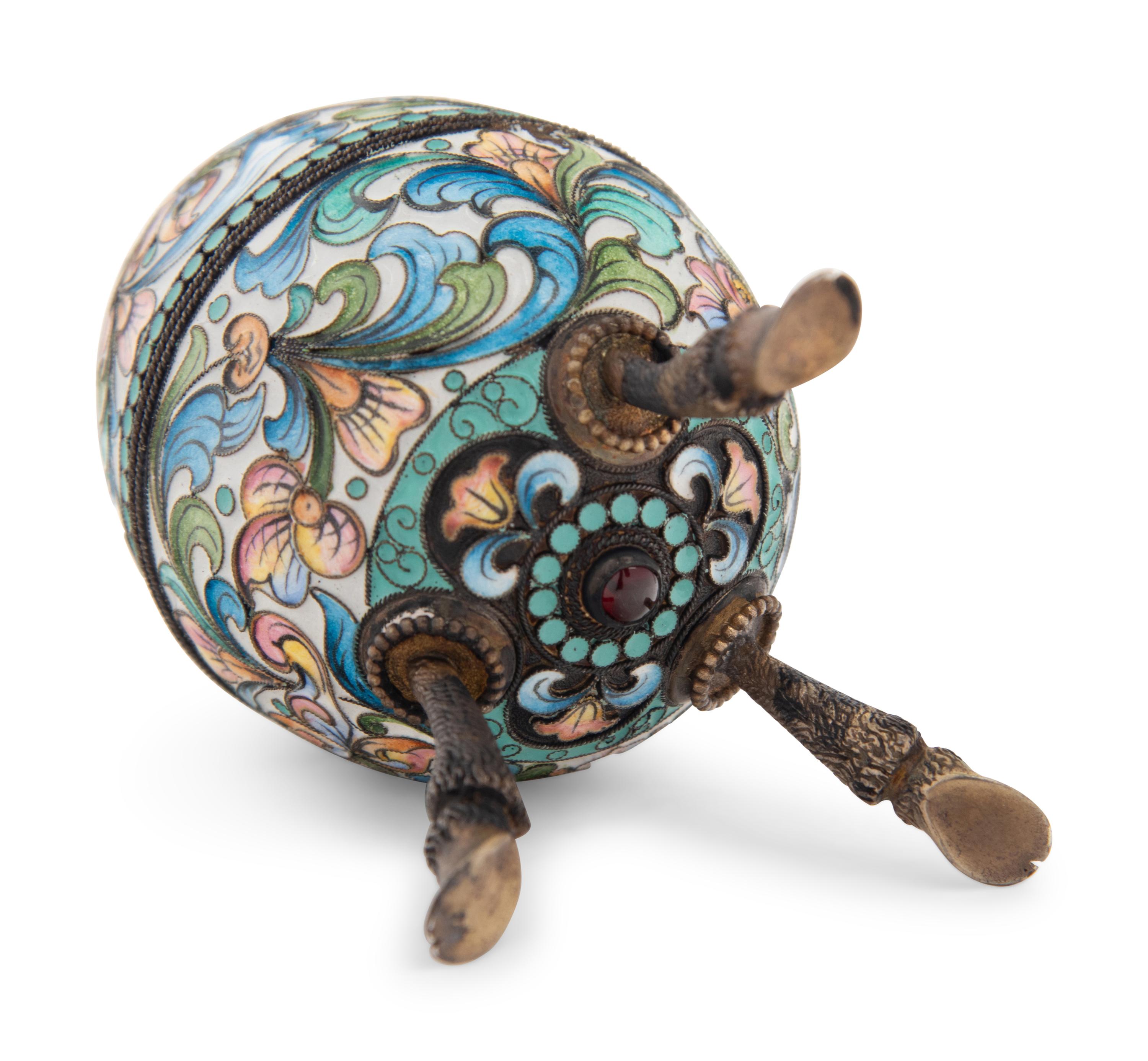 A Russian Enameled Silver Egg