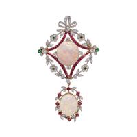 EVELYN CLOTHIER, OPAL, DIAMOND, RUBY AND EMERALD BROOCH