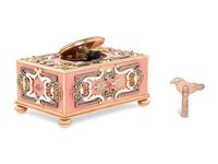 A Continental Gold, Enamel and Jewel-Inset Singing Bird Automaton Box