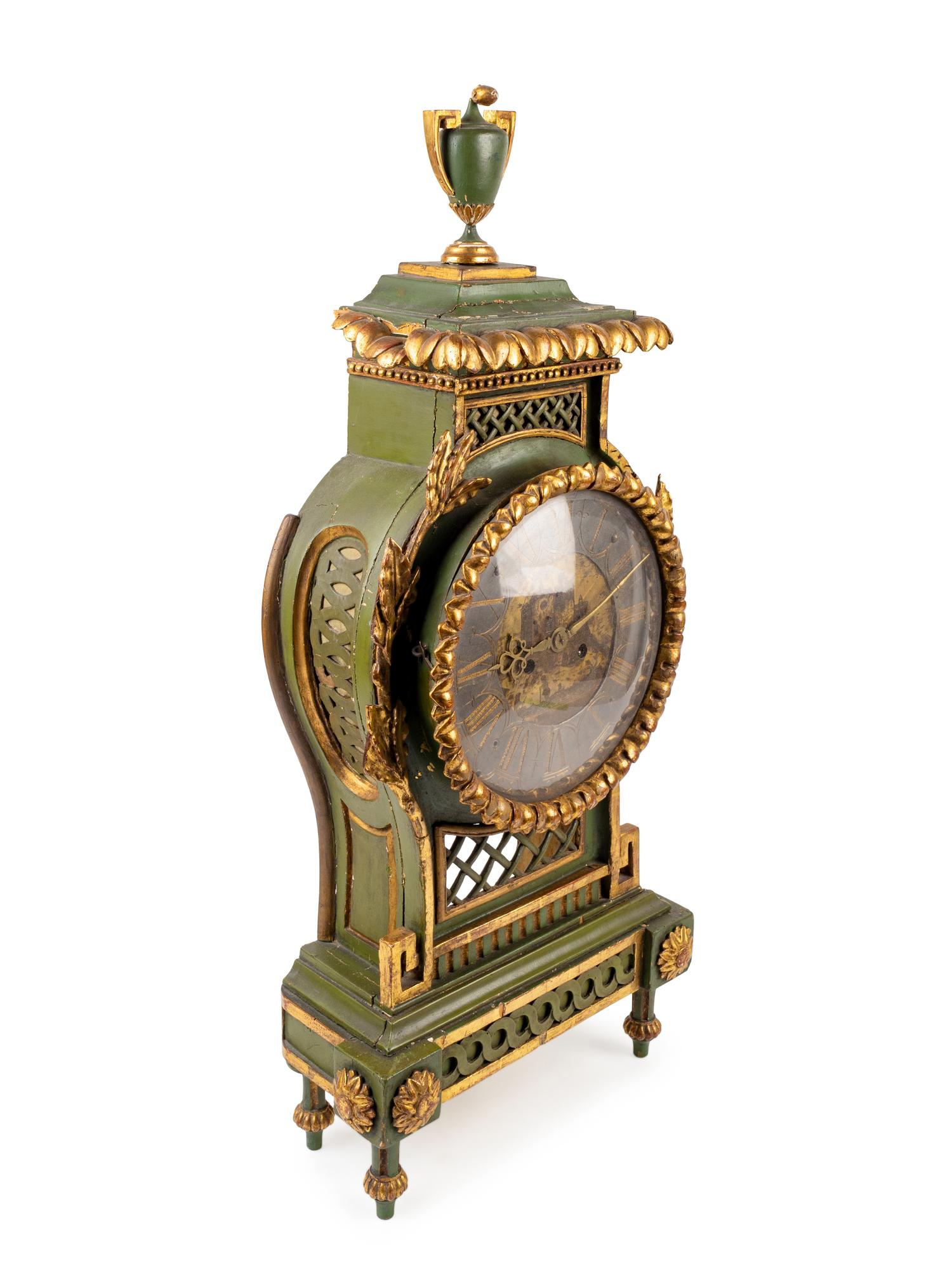 A Swedish Neoclassical Painted Bracket Clock and Bracket — THE CLOCK EARLY 19TH CENTURY