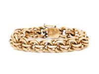 YELLOW GOLD DOUBLE LINK CURB CHAIN BRACELET