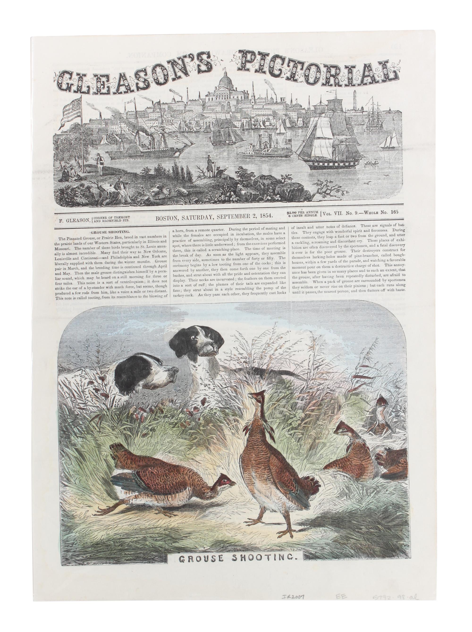 Six Hand Colored Woodblock Hunting Prints Height 14 x width 9 3/4 inches. — LATE 19TH CENTURY