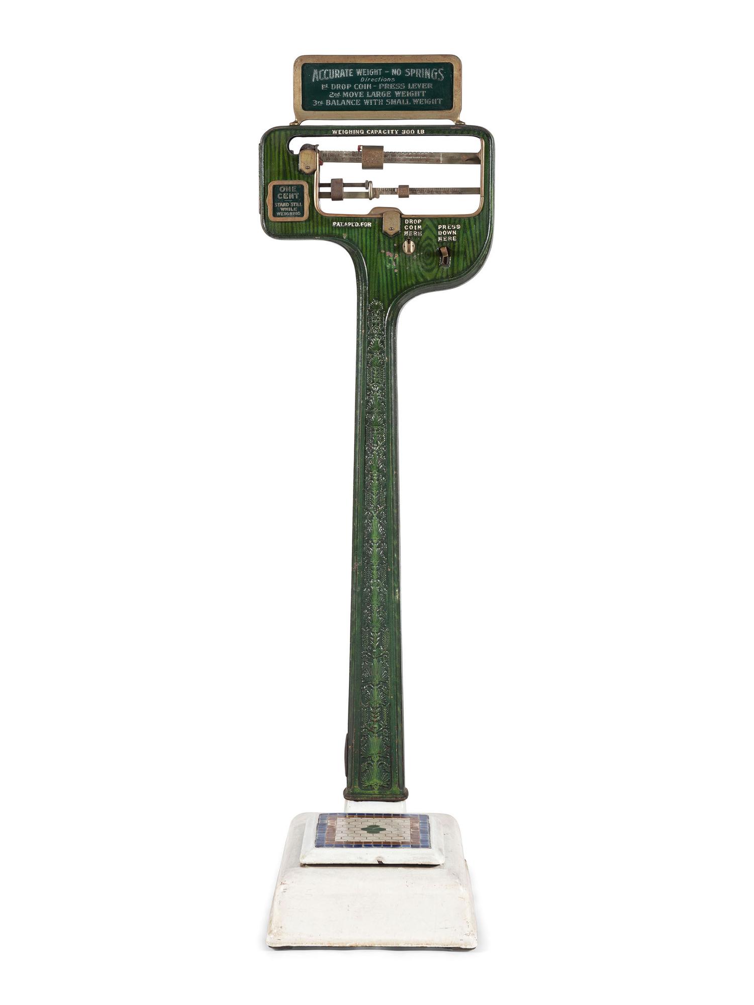A 'Peerless' Cast Iron and Porcelain Penny Beam Scale