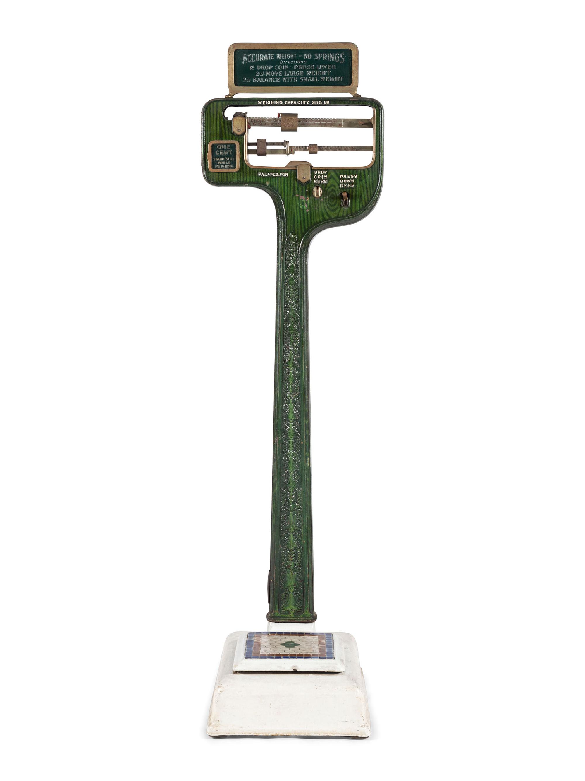 A 'Peerless' Cast Iron and Porcelain Penny Beam Scale