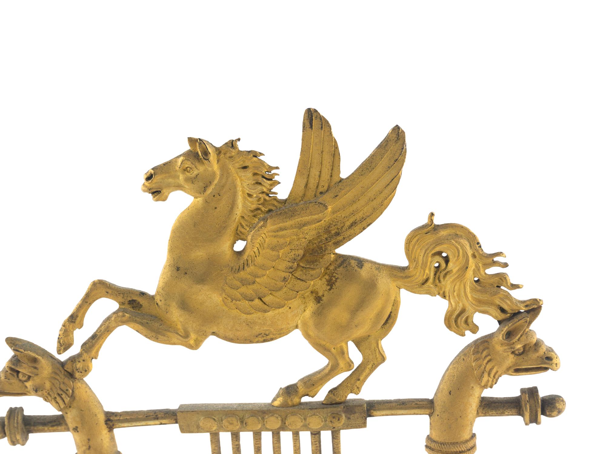 An Empire Style Gilt Bronze Lyre Form Clock