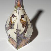 Eggshell porcelain vase with polychrome seahorse decor, model 89