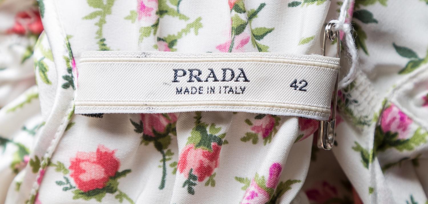 A Prada Silk Floral Sleeveless Dress, Size 42.