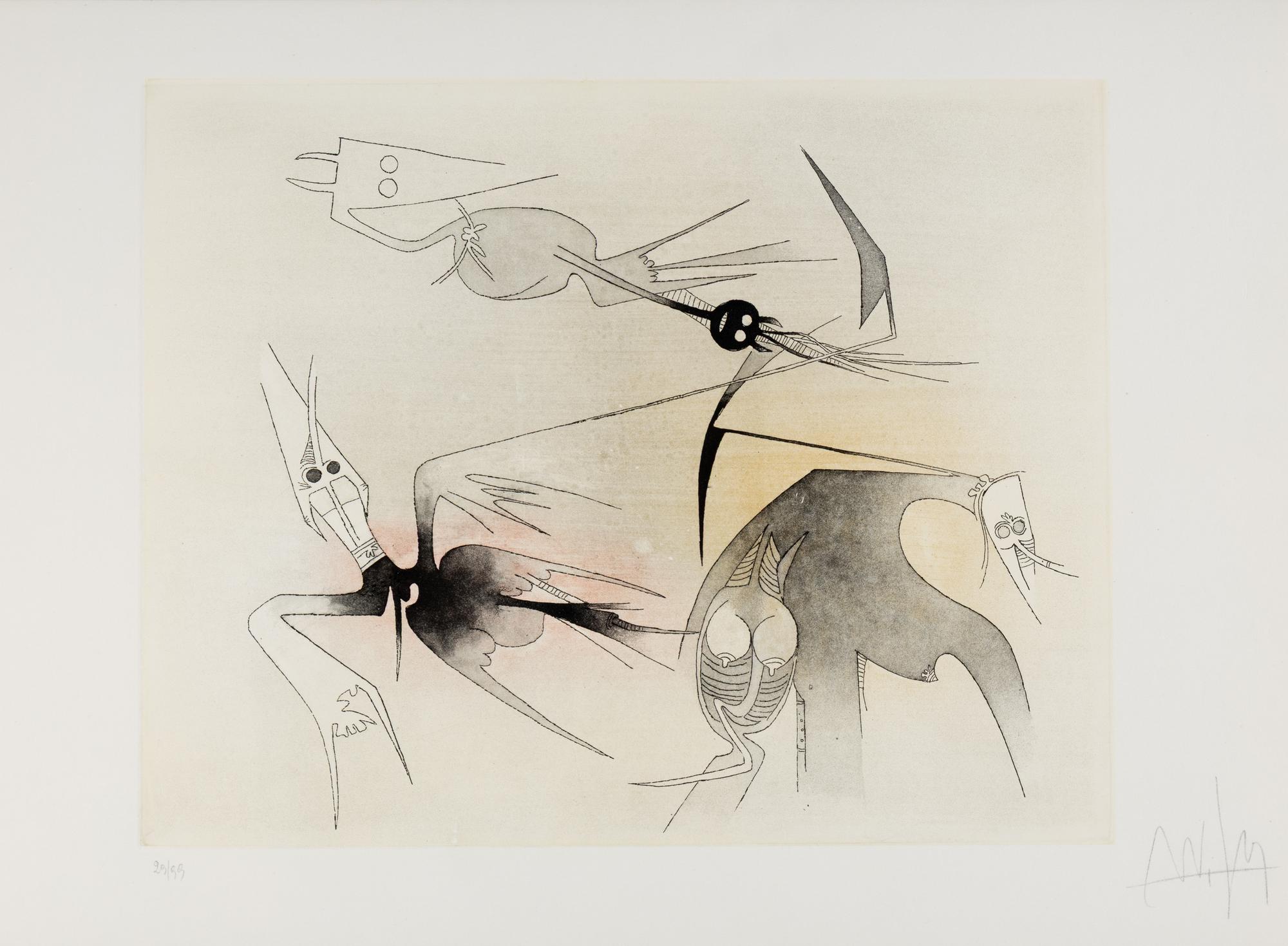 Wifredo Lam (Cuban, 1902-1982) — Two works from Visible Invisible , 1972