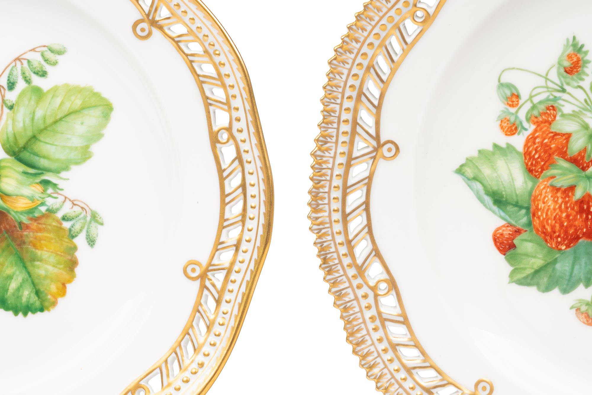 Four Royal Copenhagen Porcelain Fruit Plates