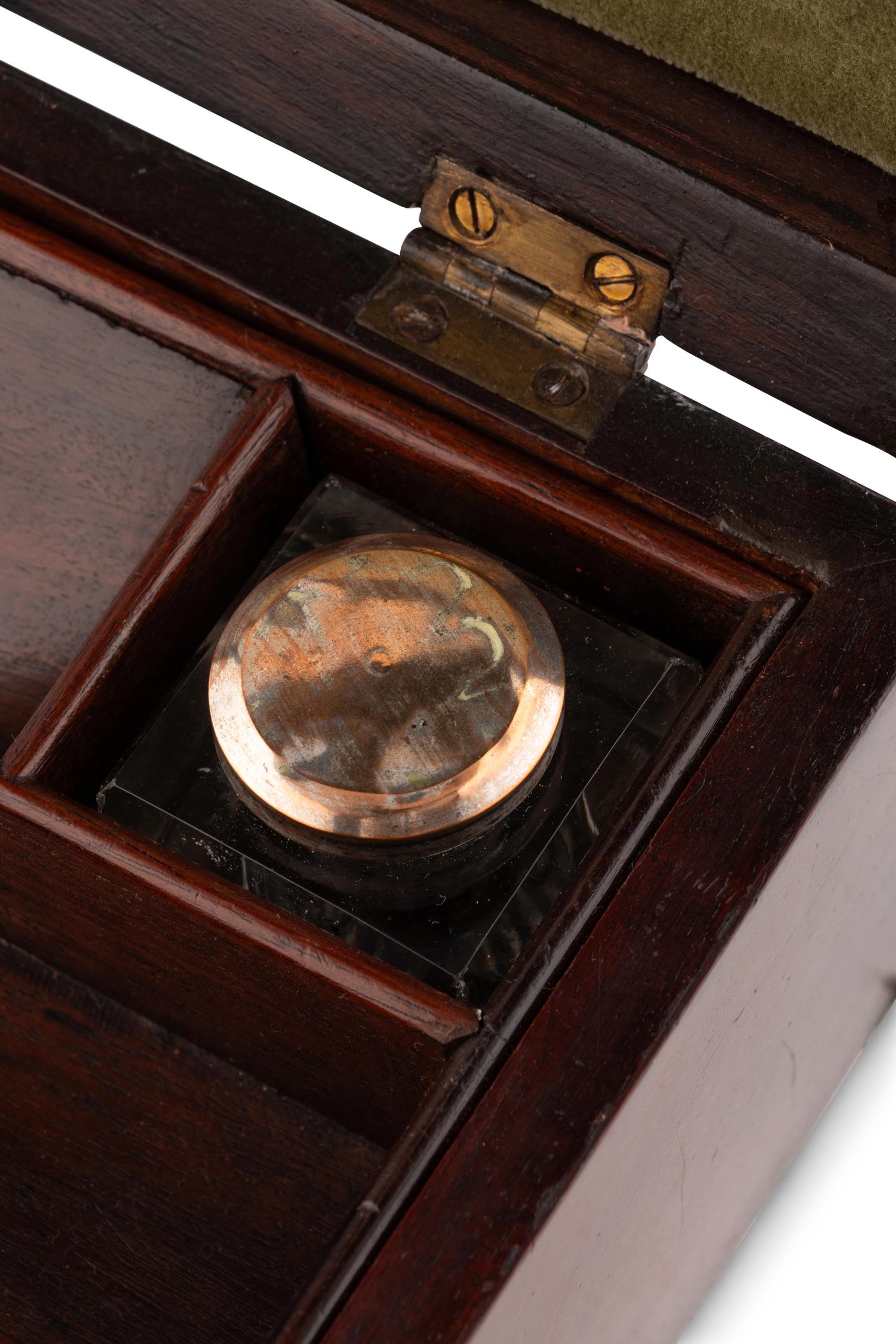 A George III Mahogany Campaign Stationary Box
