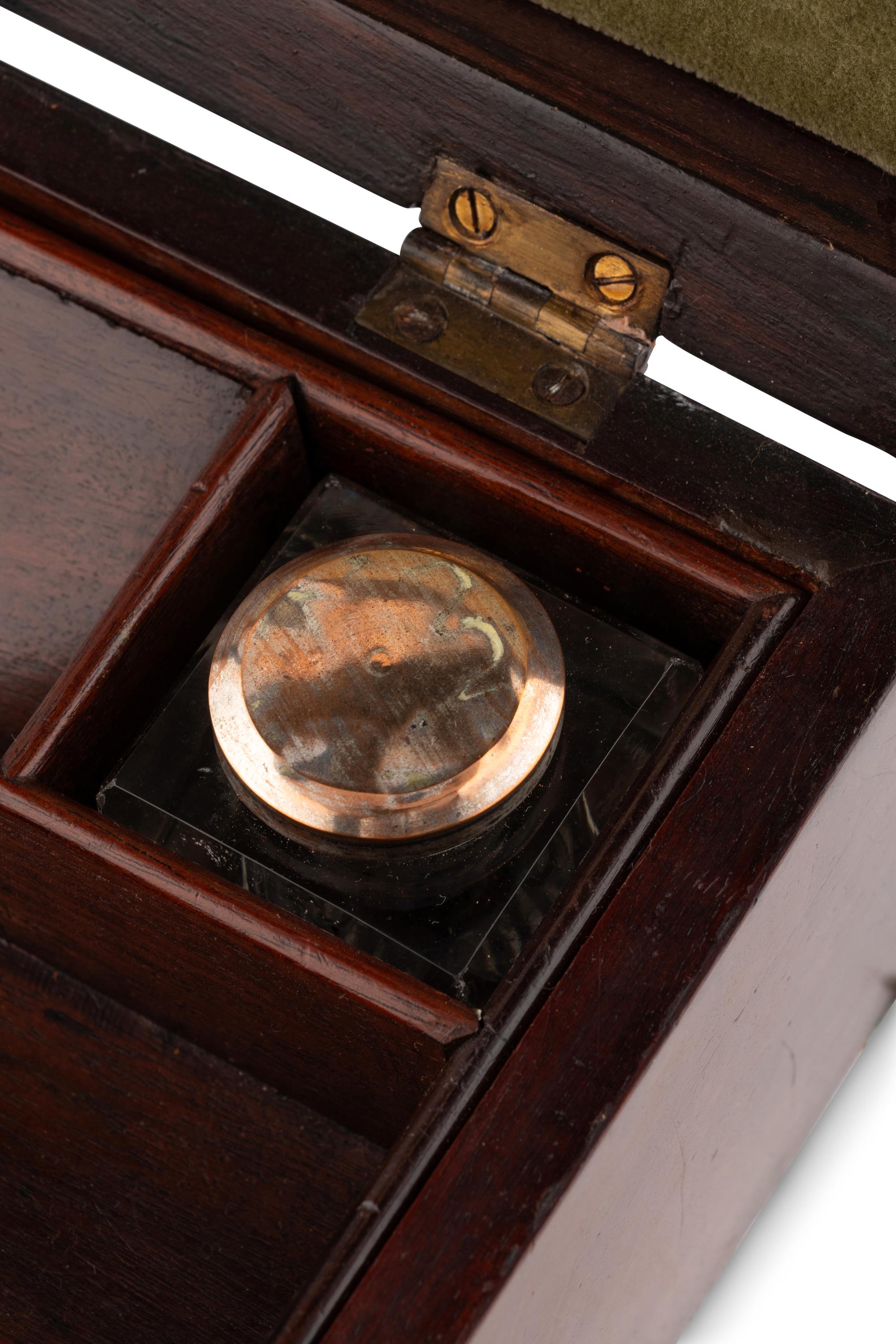 A George III Mahogany Campaign Stationary Box