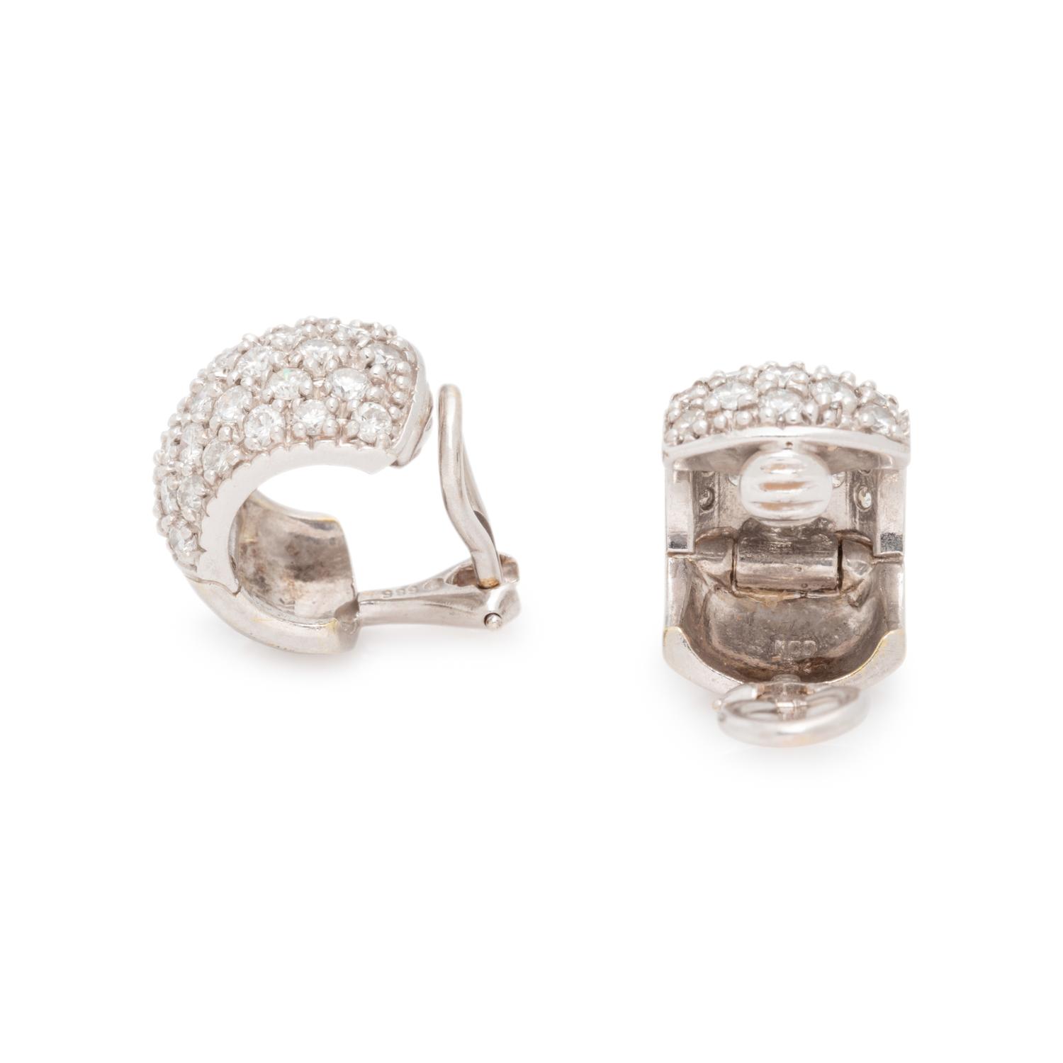 WHITE GOLD AND DIAMOND HUGGIE EARCLIPS