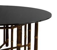 A McGuire Leather-Wrapped Bamboo Dining Table with Custom Black Granite Top