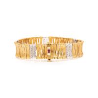 ROBERTO COIN, BICOLOR GOLD AND DIAMOND 'ELEPHANT SKIN' BRACELET