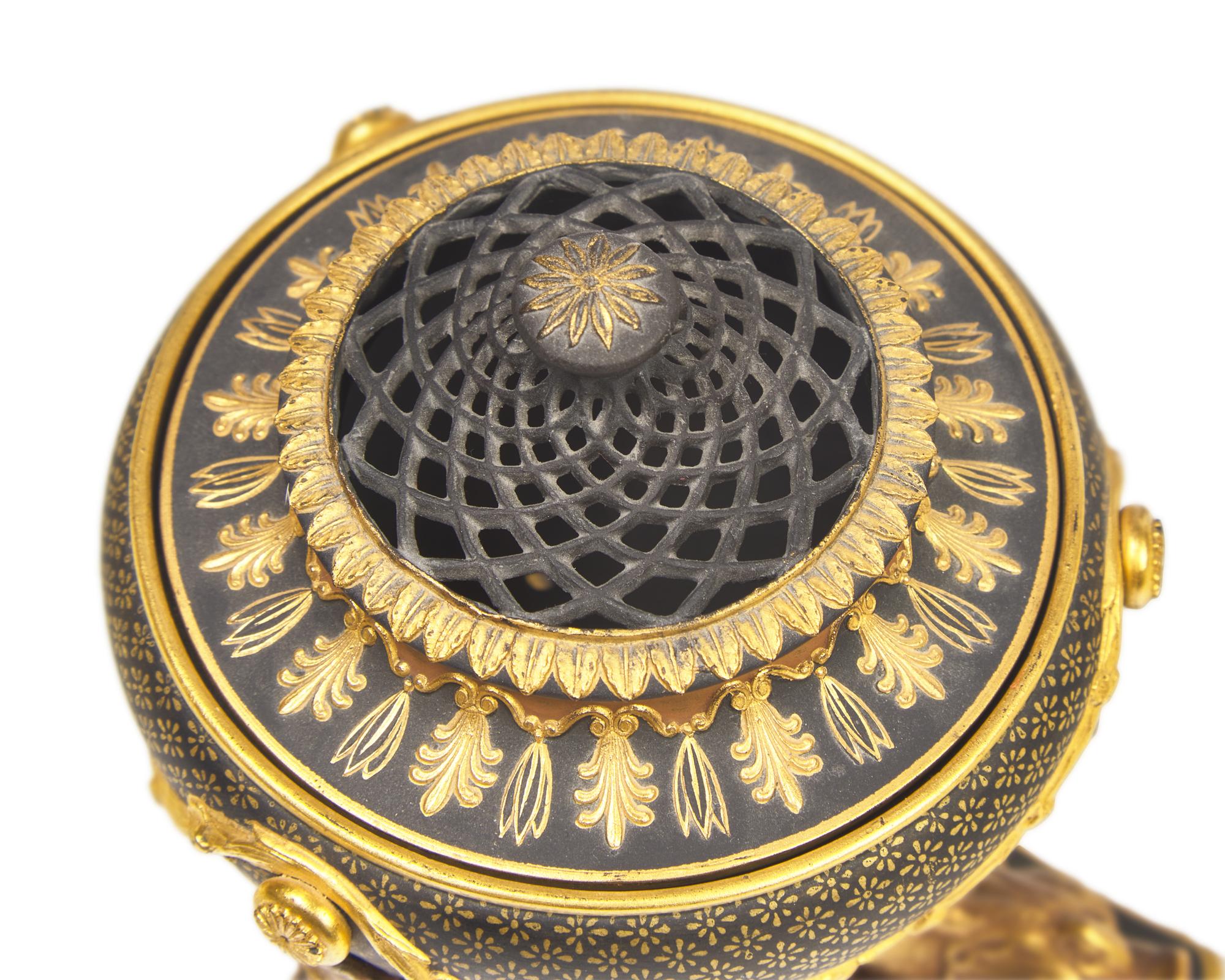Two Wedgwood Black Basalt and Parcel-Gilt Censers