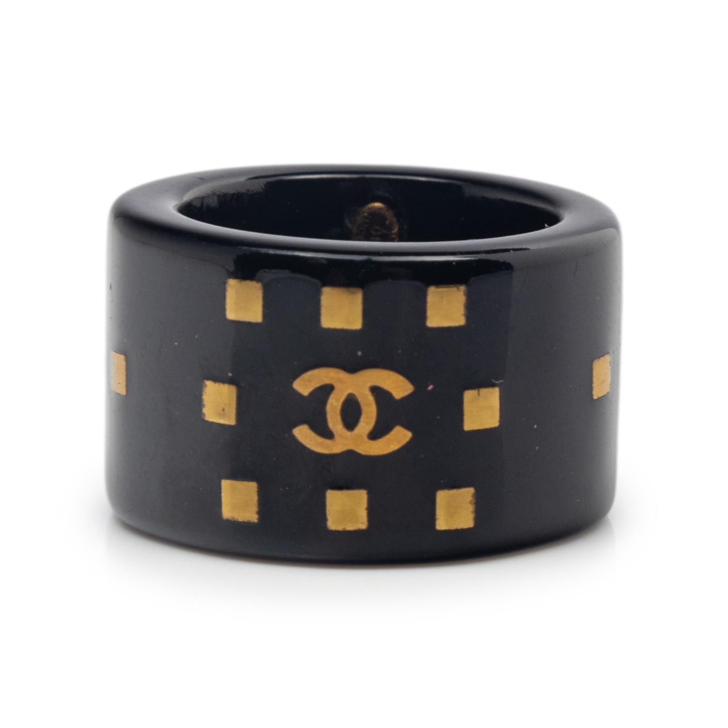 Chanel Black and Gold-Tone Ring