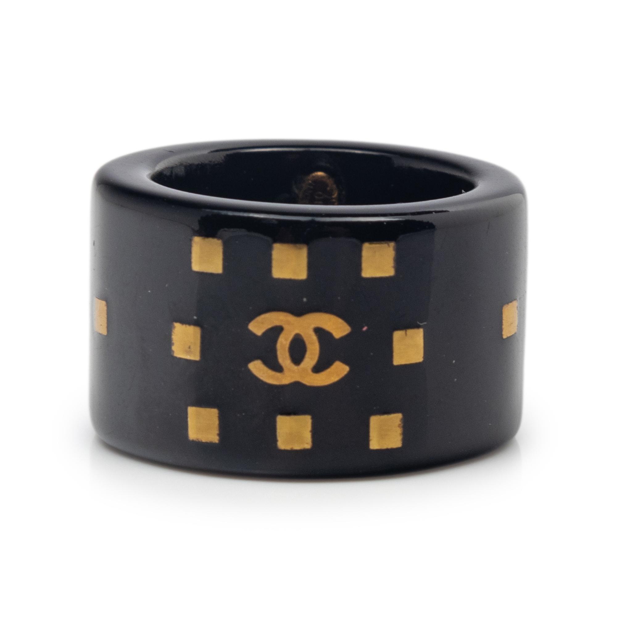 Chanel Black and Gold-Tone Ring