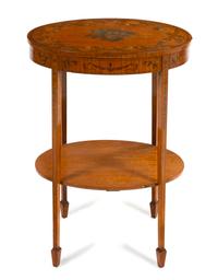 An Edwardian Style Painted Satinwood Work Table, Height 28 3/4 x width 21 3/4 x depth 15 3/4 inches.