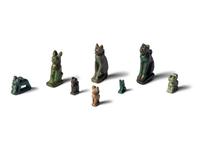 Eight Egyptian Faience Bastet Amulets