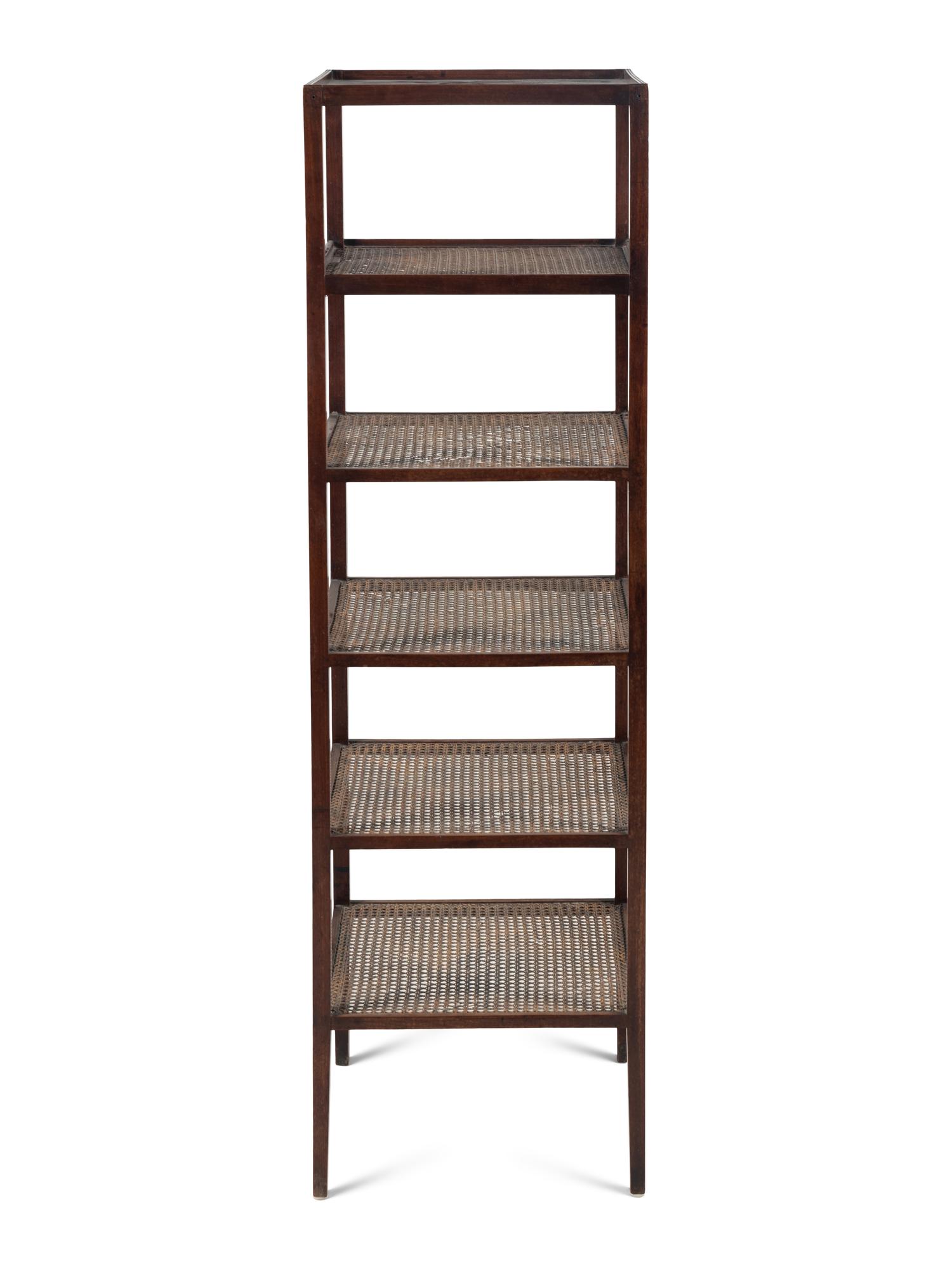 An Anglo-Indian Caned Padouk Six-Tier Étagère