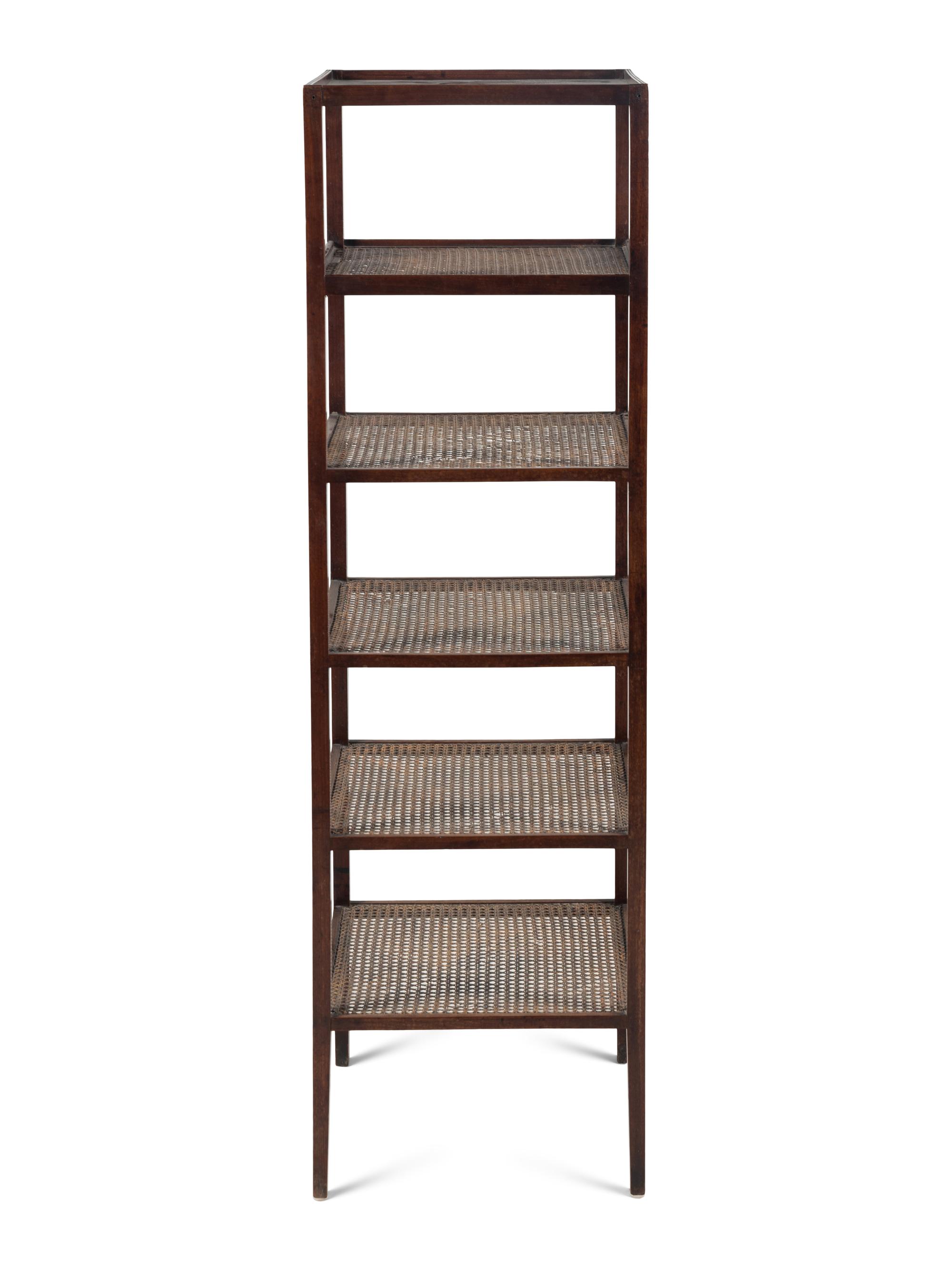 An Anglo-Indian Caned Padouk Six-Tier Étagère