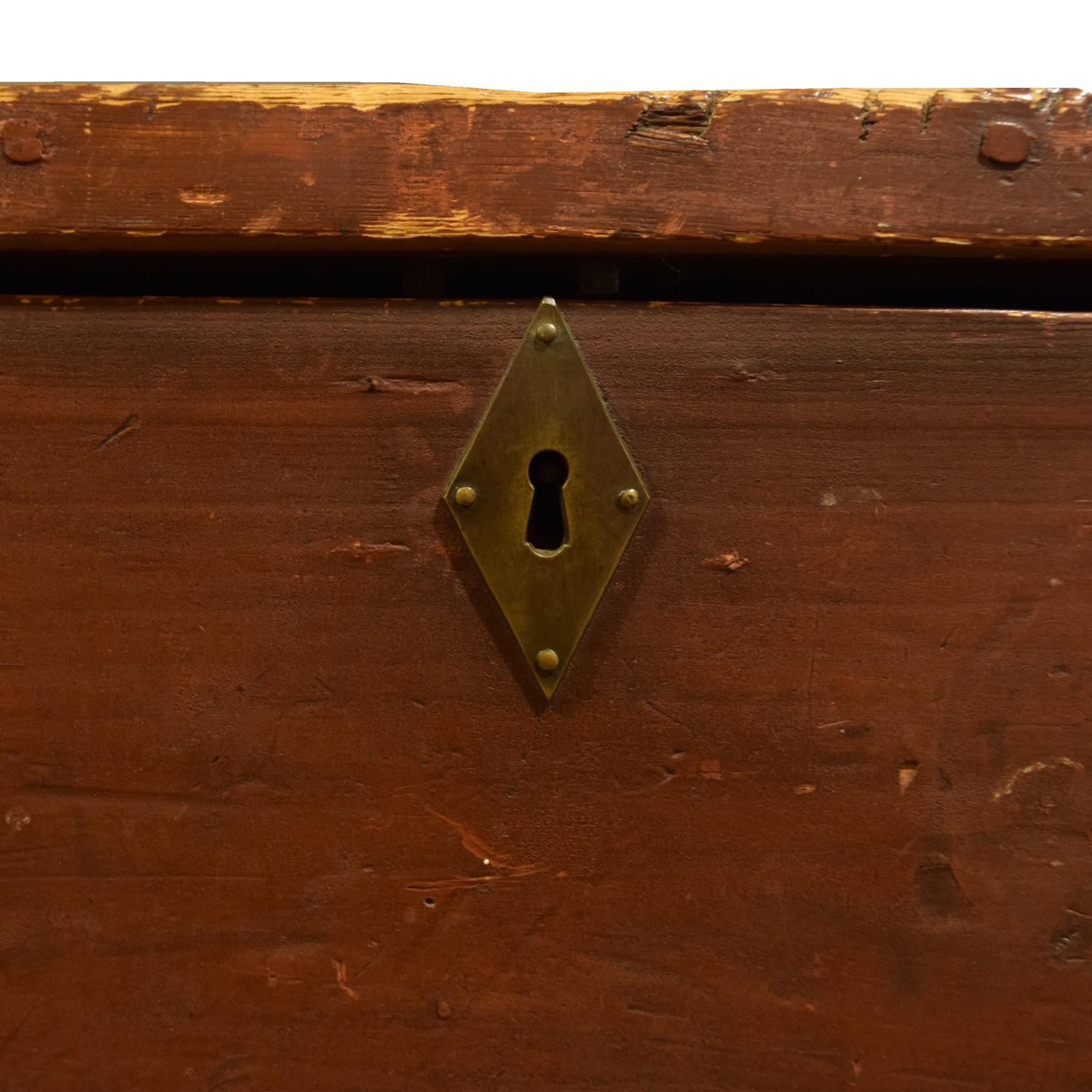 An Iron Mounted Work Chest 45" W x 22" D x 23" H — United States, 19th/20th Century