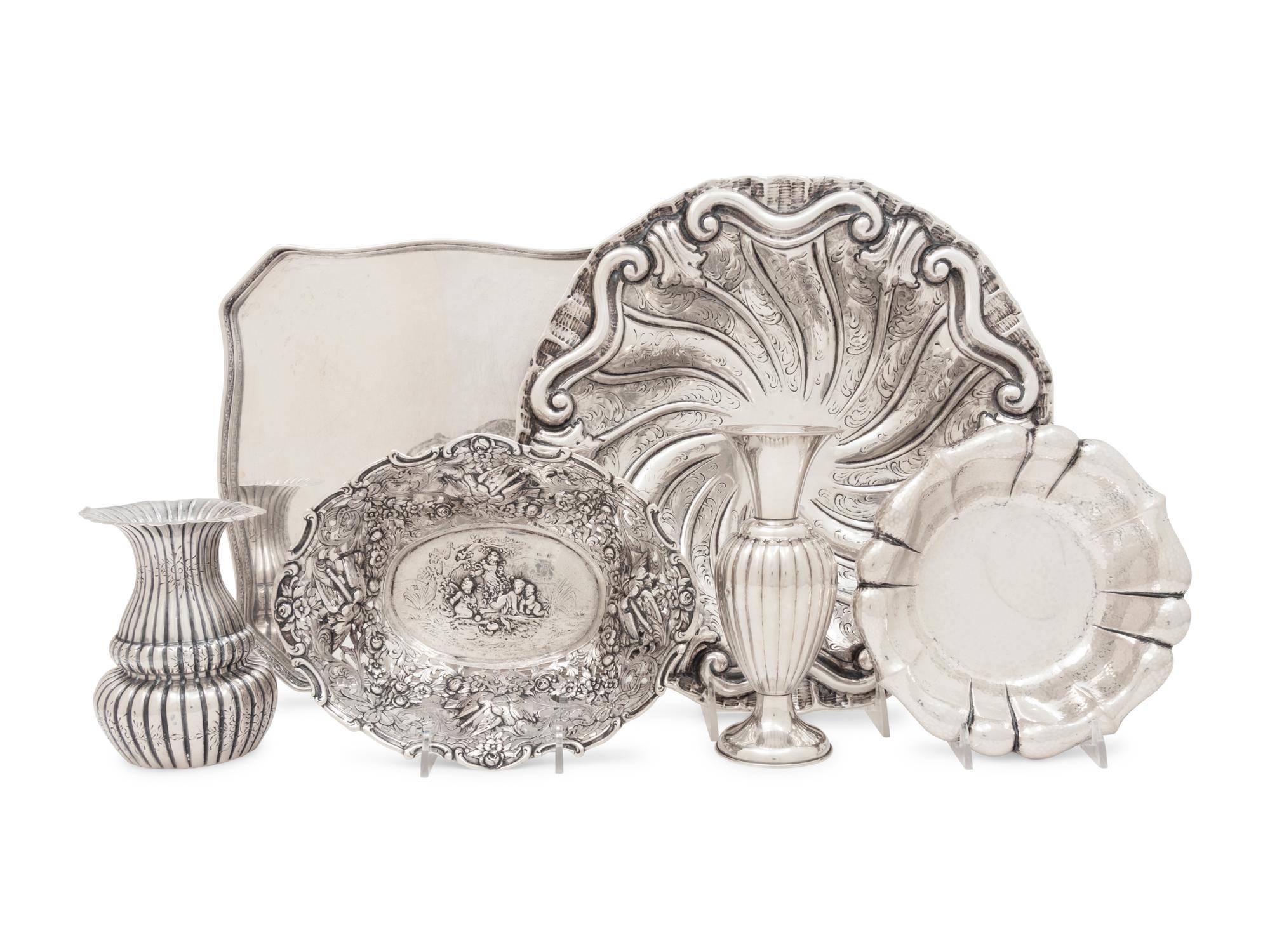 A Group of Six Continental Silver Table Articles