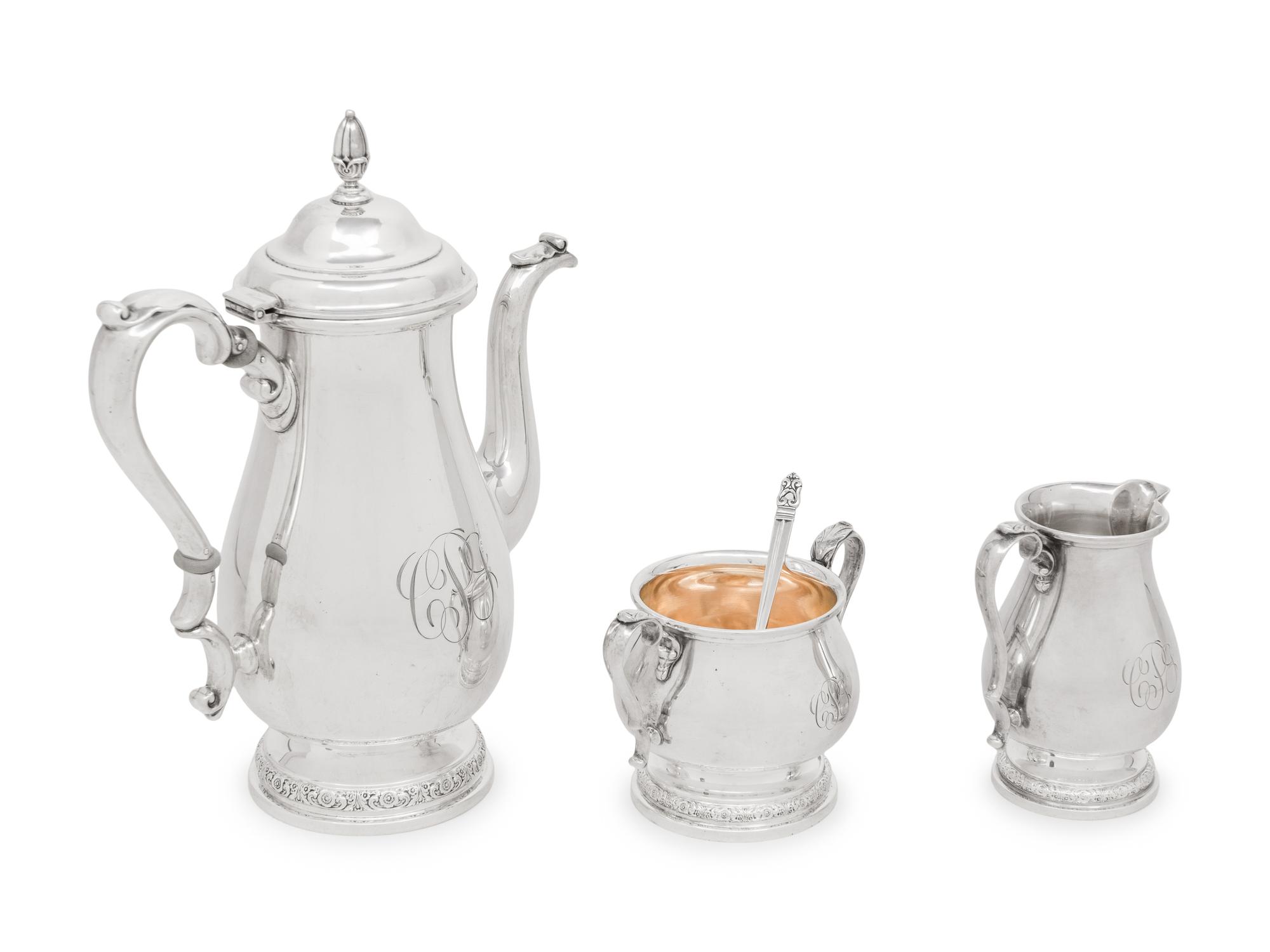 An American Silver Three-Piece Coffee Service