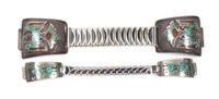 Two Southwestern Silver and Chip Inlay Watch Bands Length of larger 5 1/2 inches