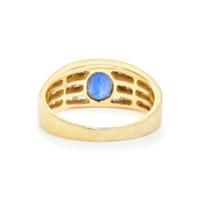 YELLOW GOLD, SAPPHIRE, AND DIAMOND RING