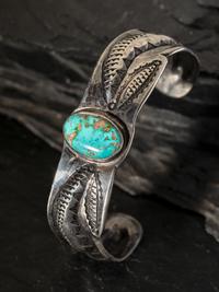Navajo Ingot Silver and Turquoise Cuff Bracelet