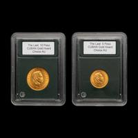 [CUBA] A 1916 5 Peso and 10 Peso Gold Coin; Two Coins Total
