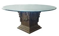 A Painted and Carved Wood Pedestal Base Table Height 30 x diameter 68 inches. — 20TH CENTURY