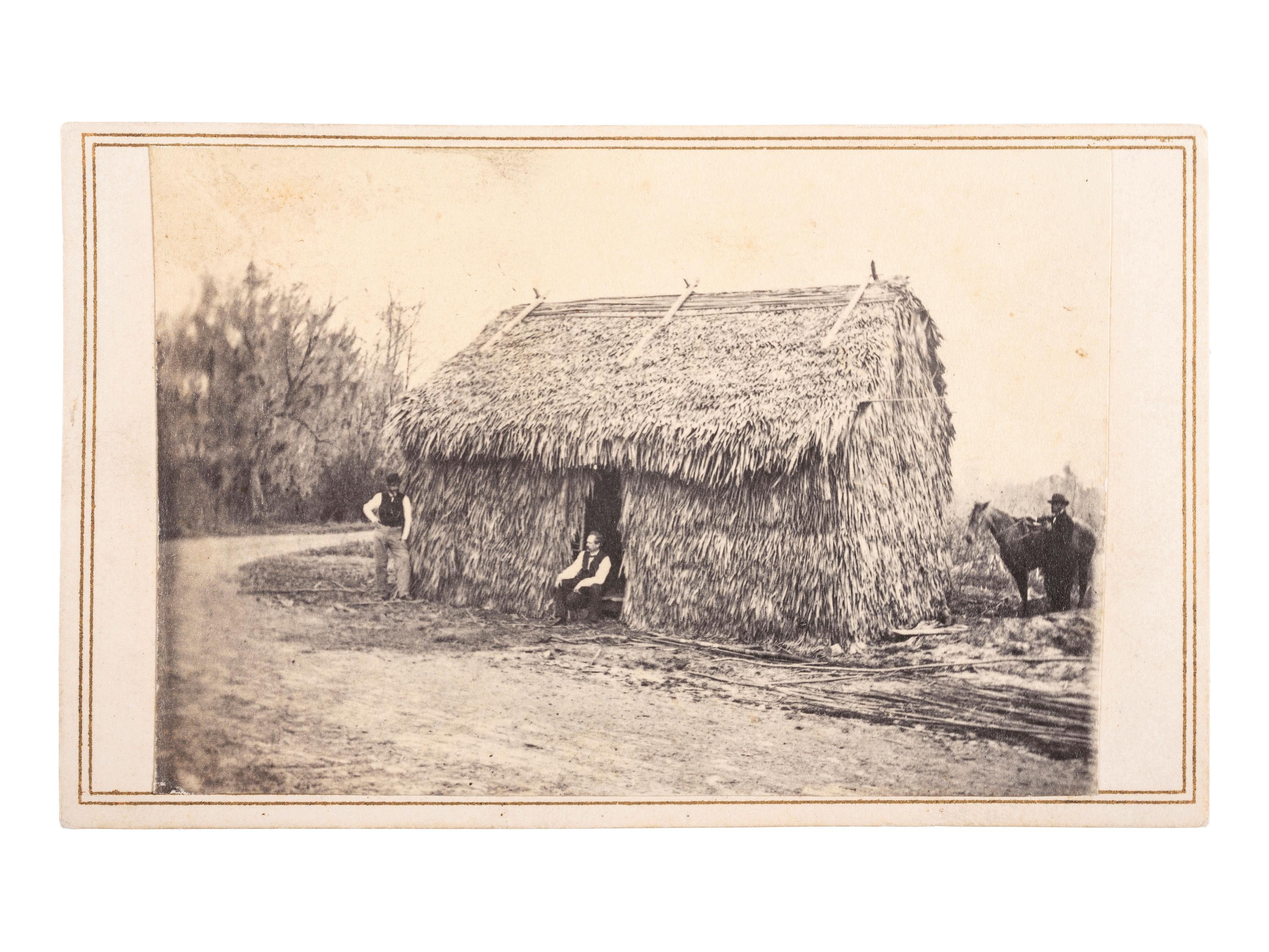 MCPHERSON & OLIVER, photographers. CDV of thatched house in Houma, LA. [New Orleans, LA: ca 1860s].