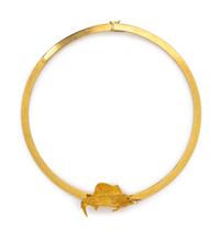 A Yellow Gold and Diamond Marlin Fish Slide/Necklace,