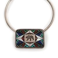 Navajo Silver and Mosaic Inlay Bear Choker Necklace