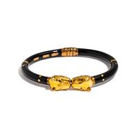 CRAIG DRAKE, SILVER AND ENAMEL PANTHER BANGLE BRACELET