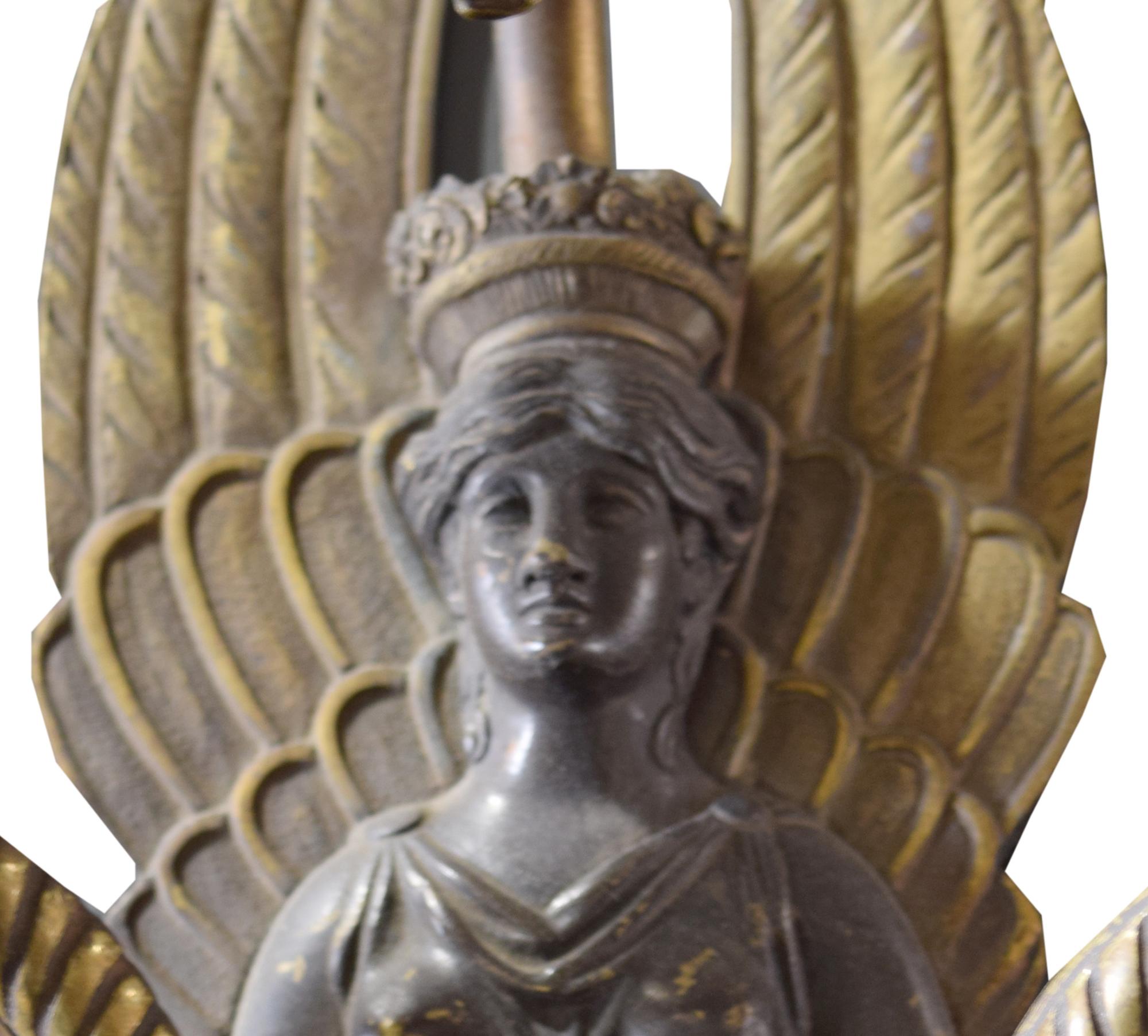 A Pair of Bronze Wall Sconces 11" W x 6" D x 21" H — United States, Early 20th Century